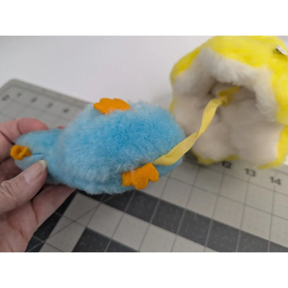 Eden Blue Bird Rattle‎ Plush Nest Yellow 7 Inch Vintage Paper Tag Stuffed Animal